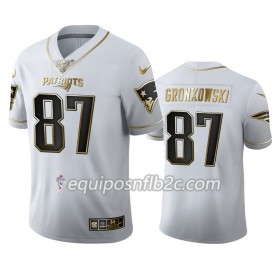 Camiseta Hombre NFL New England Patriots Rob Gronkowski 87 Nike Blanco Golden Edition 100th